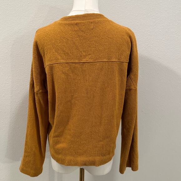Madewell Texture Thread Seamed Henley Gold Burnt Orange Small Long Sleeve Fall - Picture 3 of 10